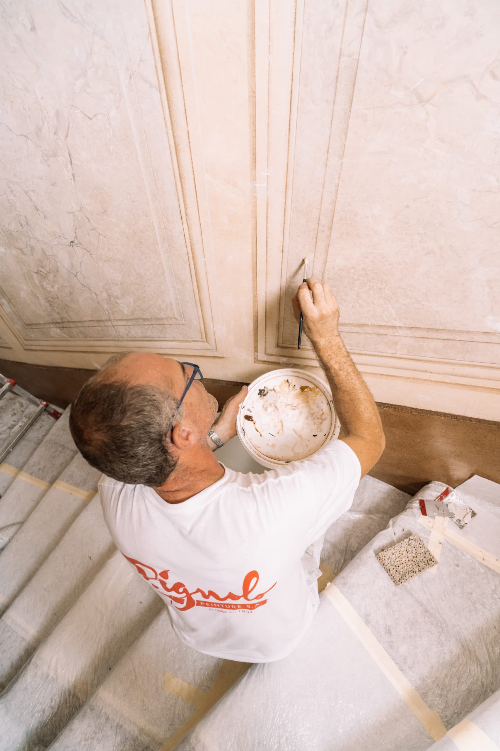 Restauration faux marbre sur site classé
